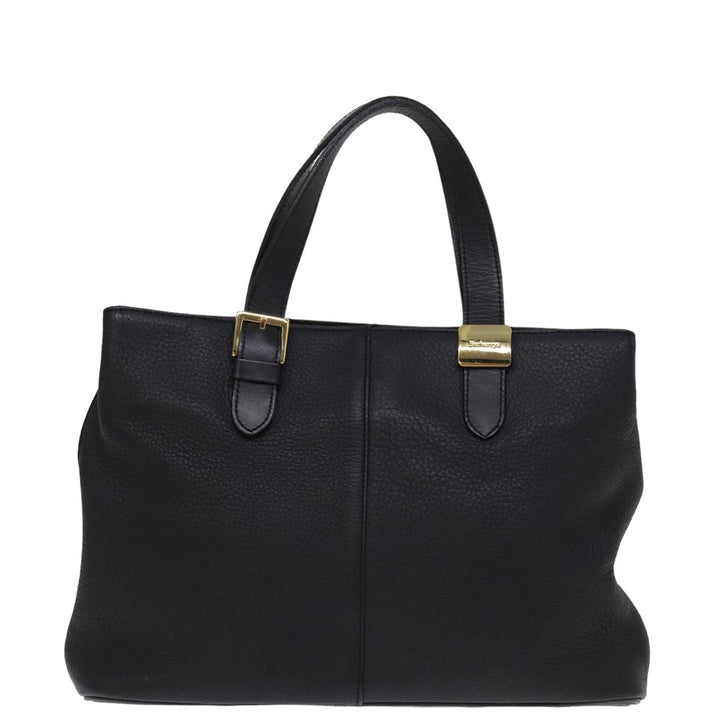 BurberrySs Hand Bag Leather Black Auth ep4536