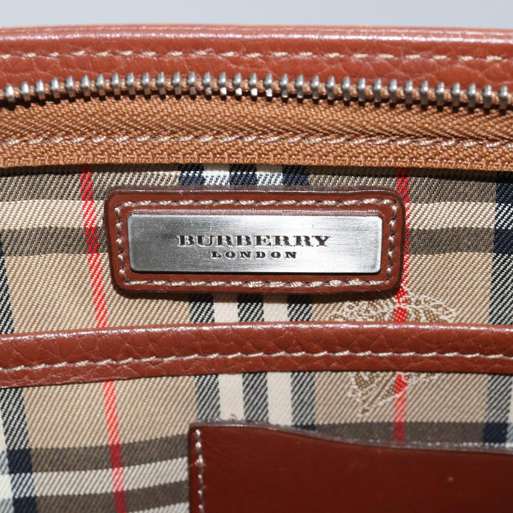BurberrySs Clutch Bag Leather Brown Auth ep4543
