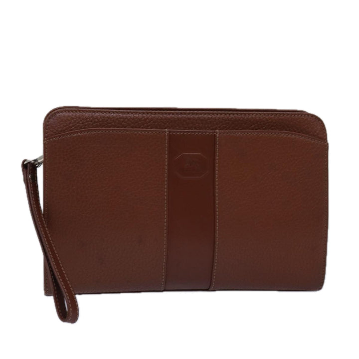 BurberrySs Clutch Bag Leather Brown Auth ep4543