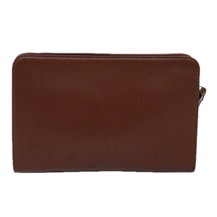BurberrySs Clutch Bag Leather Brown Auth ep4543
