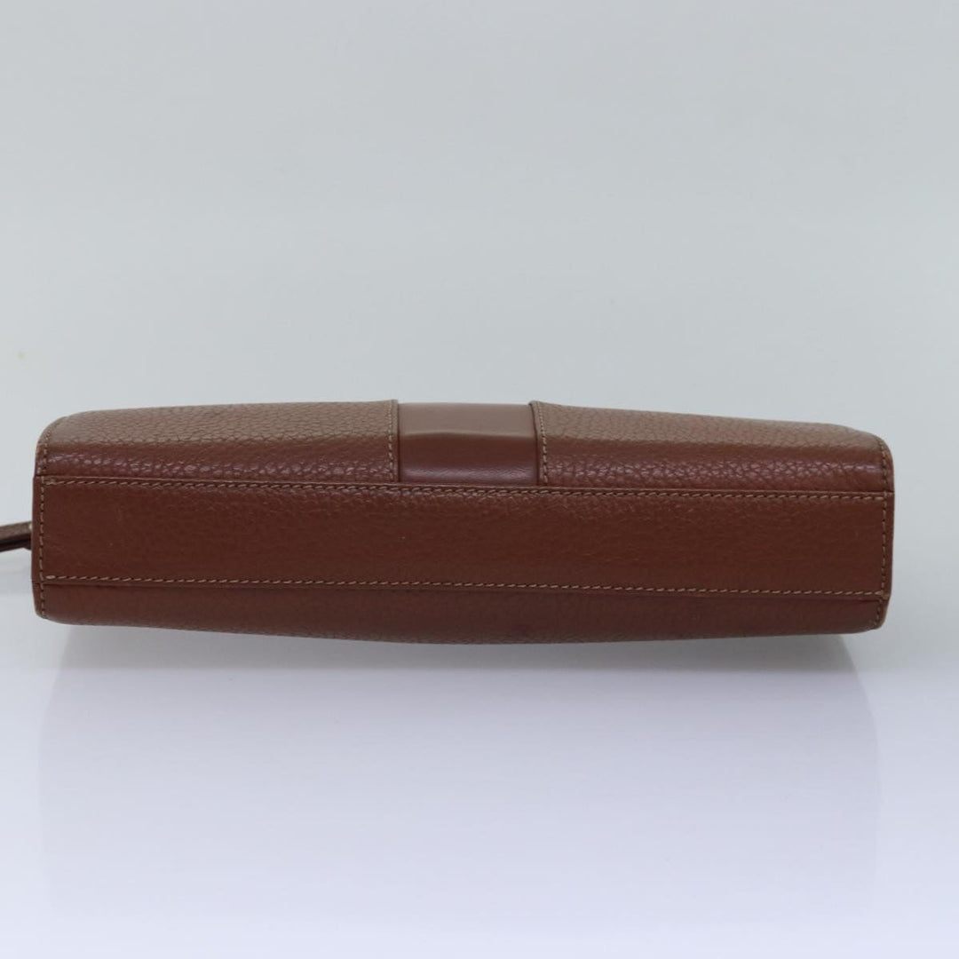 BurberrySs Clutch Bag Leather Brown Auth ep4543