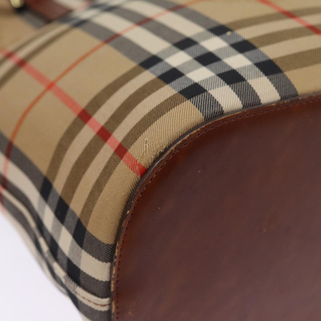 Burberry Nova Check Tote Bag Canvas Beige Auth ep4573