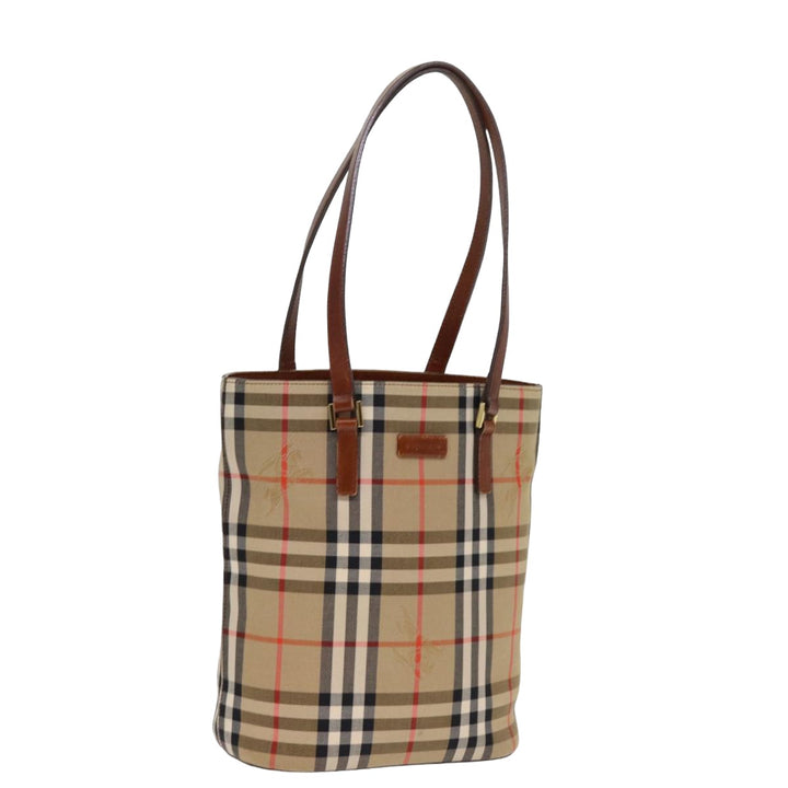 Burberry Nova Check Tote Bag Canvas Beige Auth ep4573