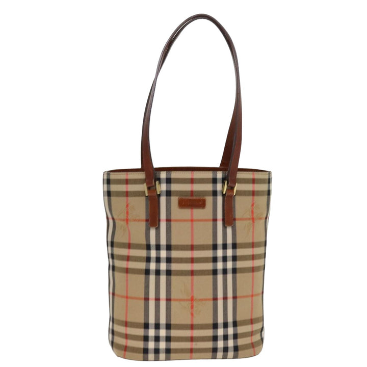 Burberry Nova Check Tote Bag Canvas Beige Auth ep4573