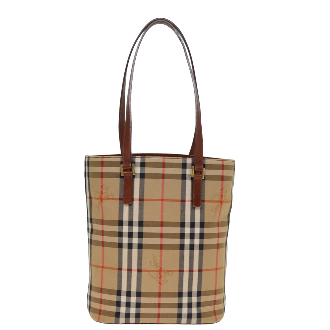 Burberry Nova Check Tote Bag Canvas Beige Auth ep4573