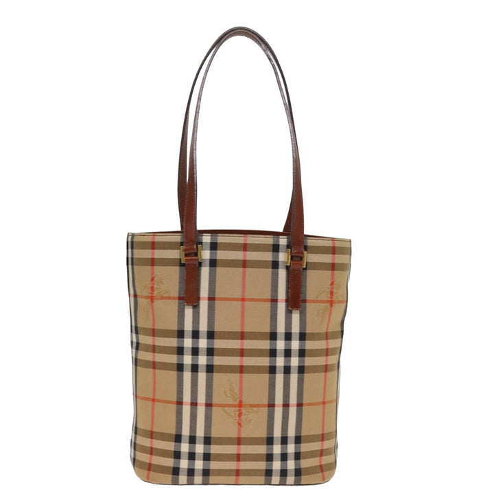 Burberry Nova Check Tote Bag Canvas Beige Auth ep4573