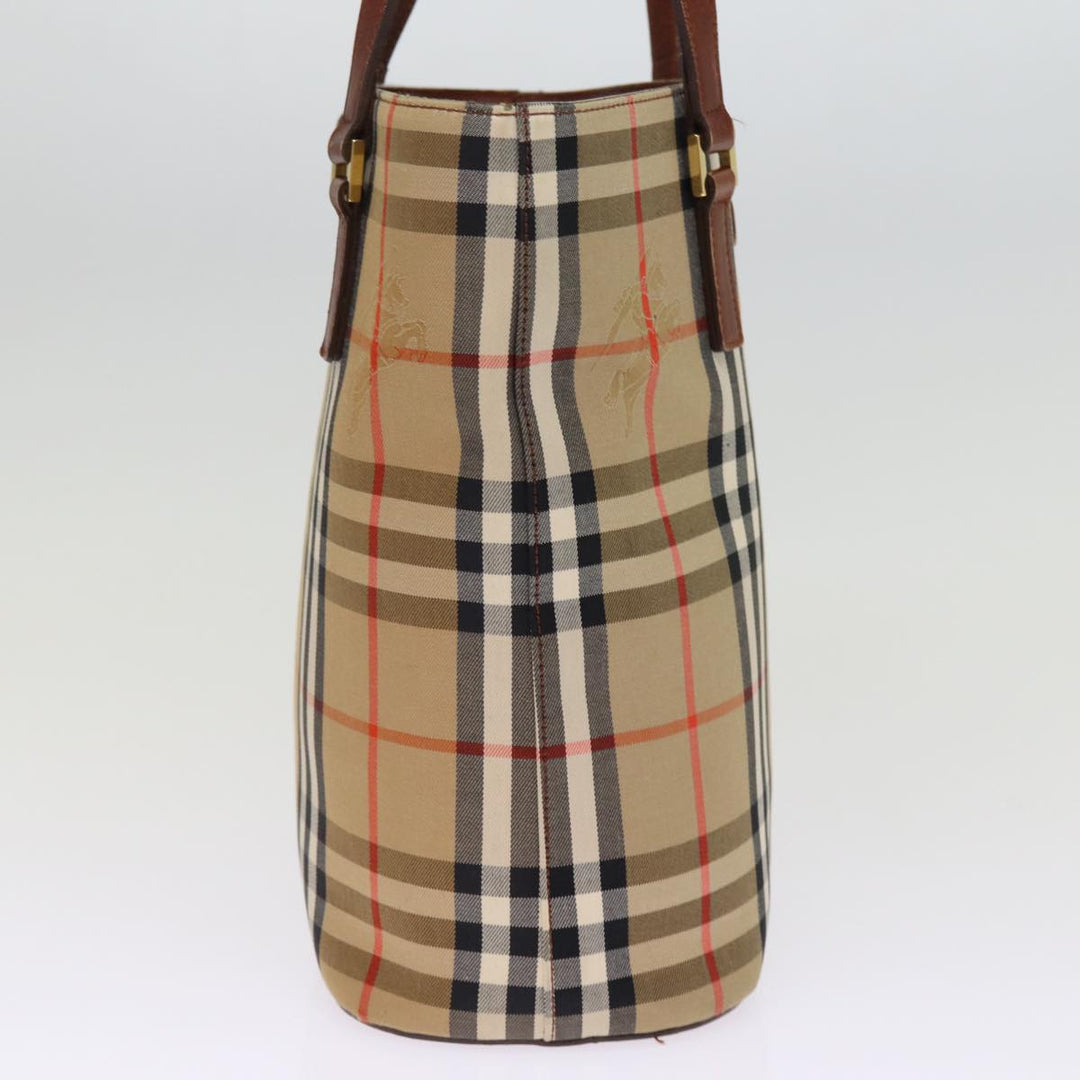 Burberry Nova Check Tote Bag Canvas Beige Auth ep4573