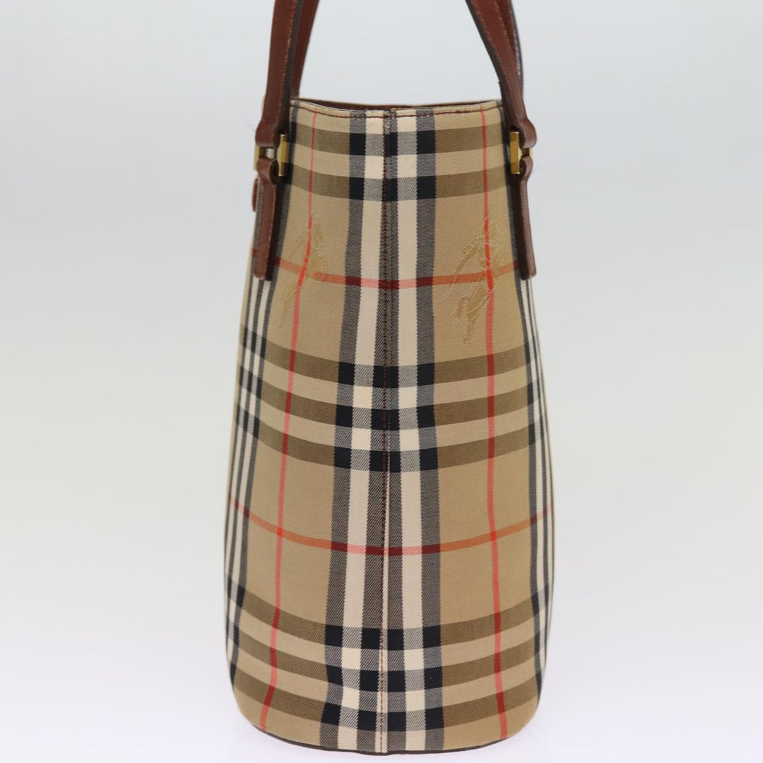 Burberry Nova Check Tote Bag Canvas Beige Auth ep4573