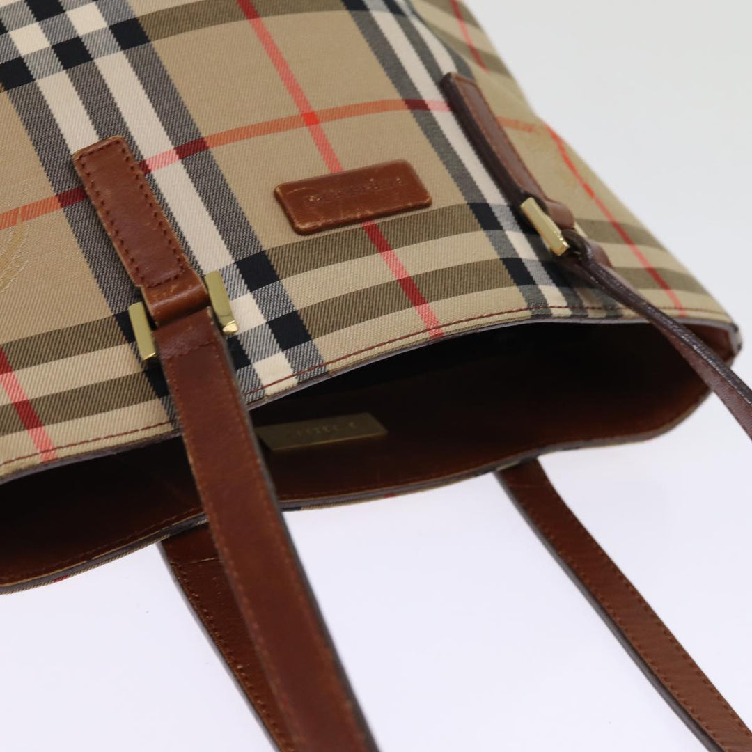 Burberry Nova Check Tote Bag Canvas Beige Auth ep4573