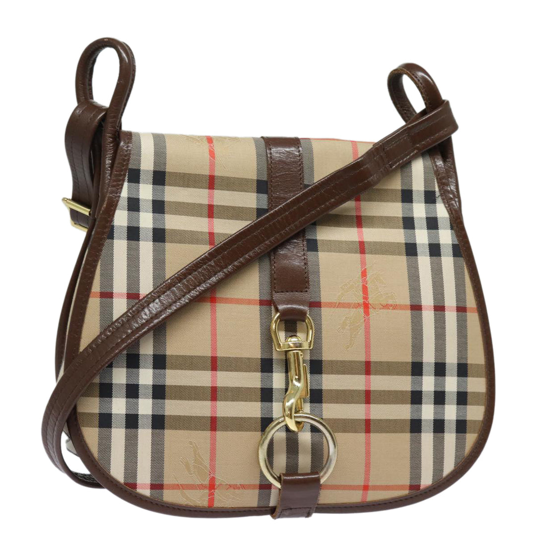 BurberrySs Nova Check Shoulder Bag Canvas Beige Auth ep4701
