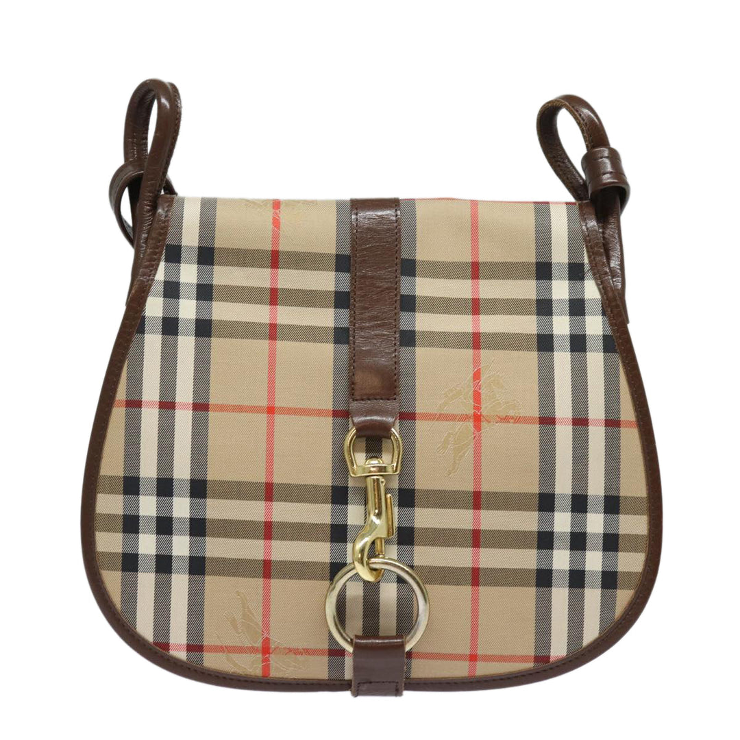 BurberrySs Nova Check Shoulder Bag Canvas Beige Auth ep4701