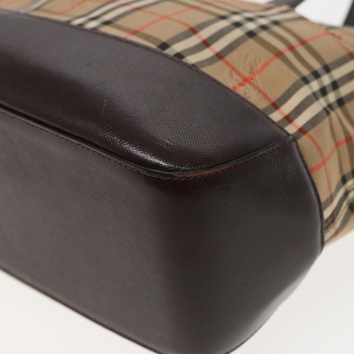 Burberry Nova Check Hand Bag Canvas Beige Auth ep4706