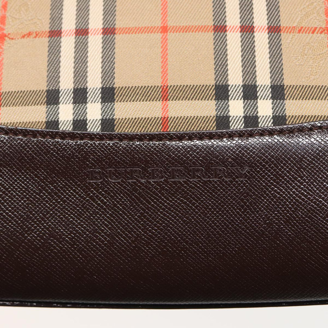 Burberry Nova Check Hand Bag Canvas Beige Auth ep4706