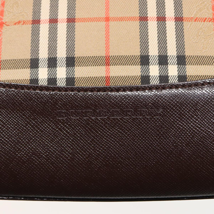 Burberry Nova Check Hand Bag Canvas Beige Auth ep4706