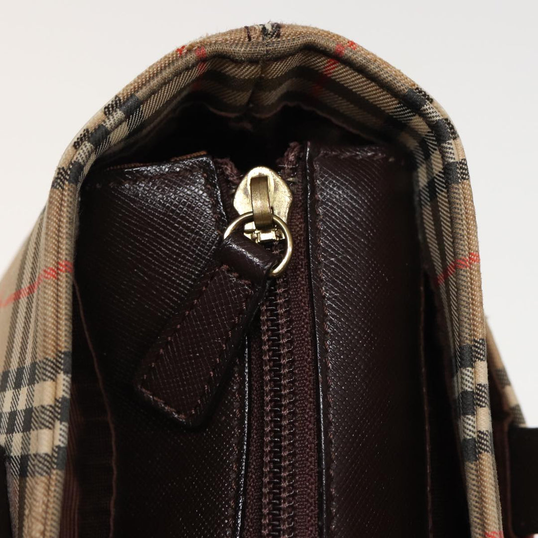 Burberry Nova Check Hand Bag Canvas Beige Auth ep4706