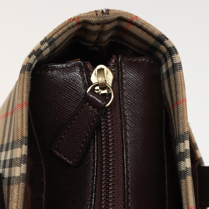 Burberry Nova Check Hand Bag Canvas Beige Auth ep4706