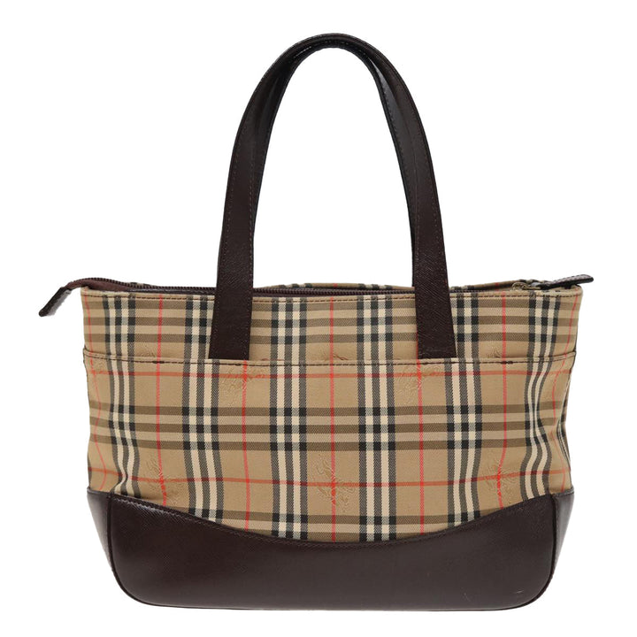 Burberry Nova Check Hand Bag Canvas Beige Auth ep4706