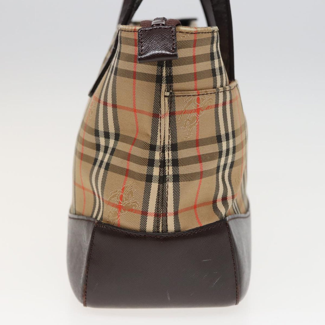 Burberry Nova Check Hand Bag Canvas Beige Auth ep4706