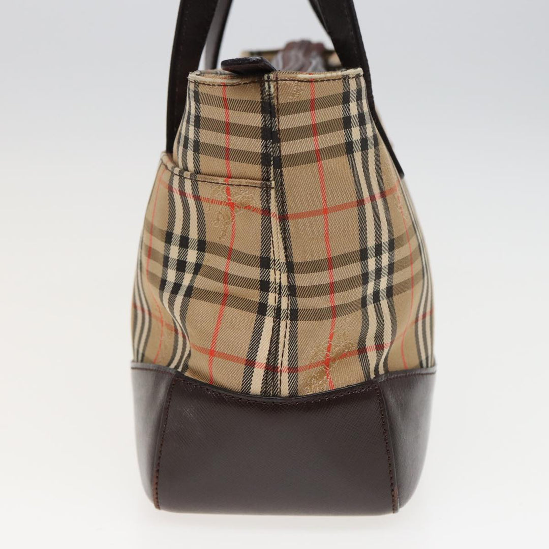 Burberry Nova Check Hand Bag Canvas Beige Auth ep4706