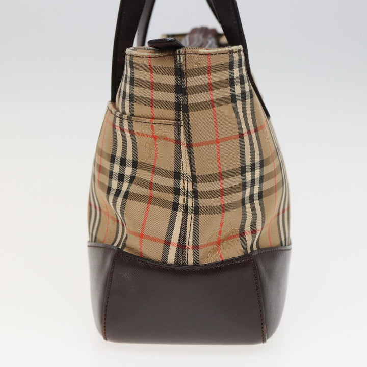 Burberry Nova Check Hand Bag Canvas Beige Auth ep4706