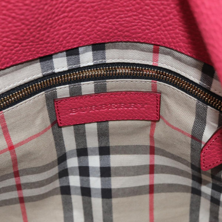Burberry Hand Bag Leather Pink Auth ep4719