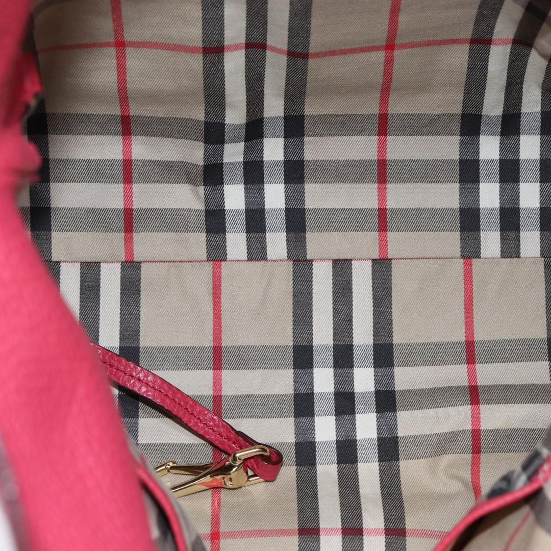 Burberry Hand Bag Leather Pink Auth ep4719