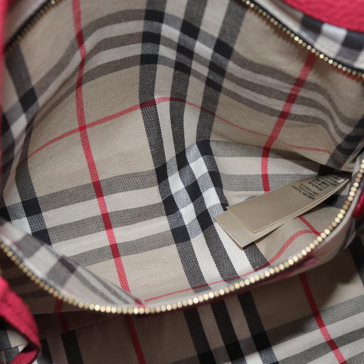 Burberry Hand Bag Leather Pink Auth ep4719