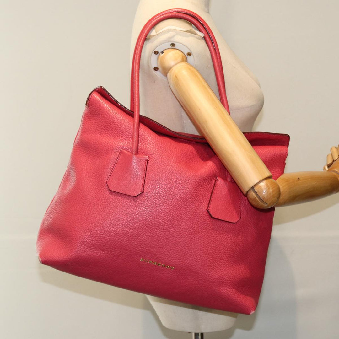 Burberry Hand Bag Leather Pink Auth ep4719