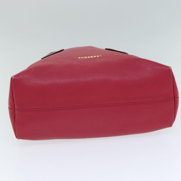 Burberry Hand Bag Leather Pink Auth ep4719