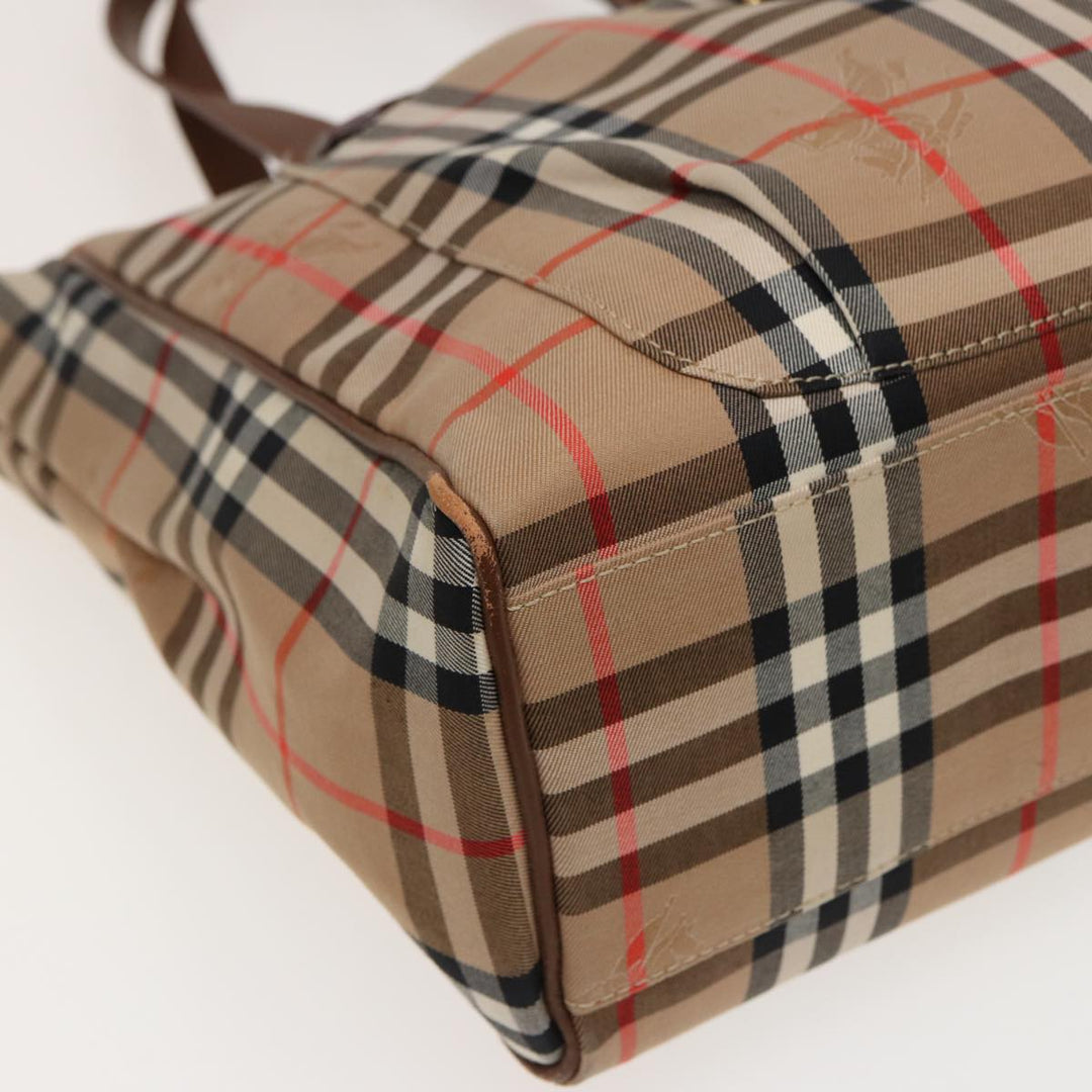 BurberrySs Nova Check Tote Bag Canvas Beige Auth ep4723