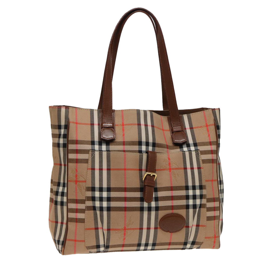 BurberrySs Nova Check Tote Bag Canvas Beige Auth ep4723