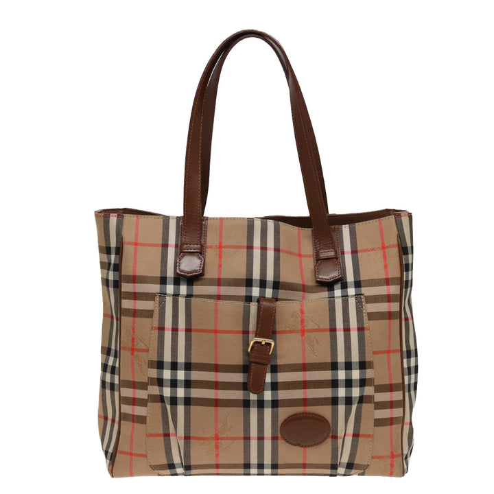 BurberrySs Nova Check Tote Bag Canvas Beige Auth ep4723