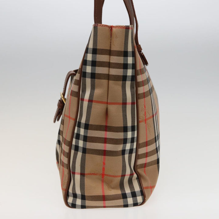 BurberrySs Nova Check Tote Bag Canvas Beige Auth ep4723