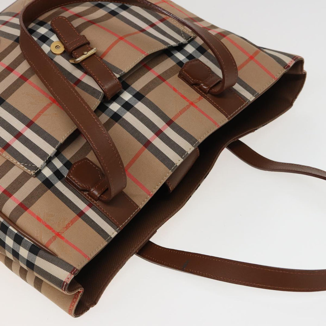 BurberrySs Nova Check Tote Bag Canvas Beige Auth ep4723