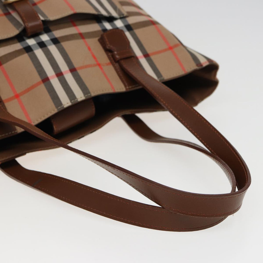 BurberrySs Nova Check Tote Bag Canvas Beige Auth ep4723