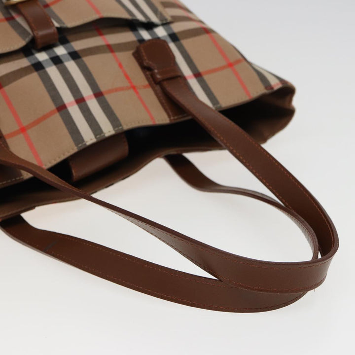 BurberrySs Nova Check Tote Bag Canvas Beige Auth ep4723