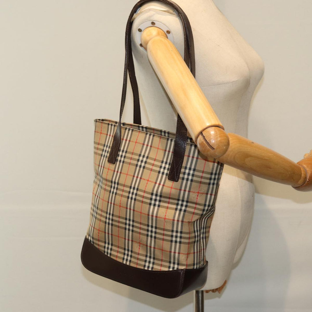BurberrySs Nova Check Tote Bag Canvas Beige Auth ep4730