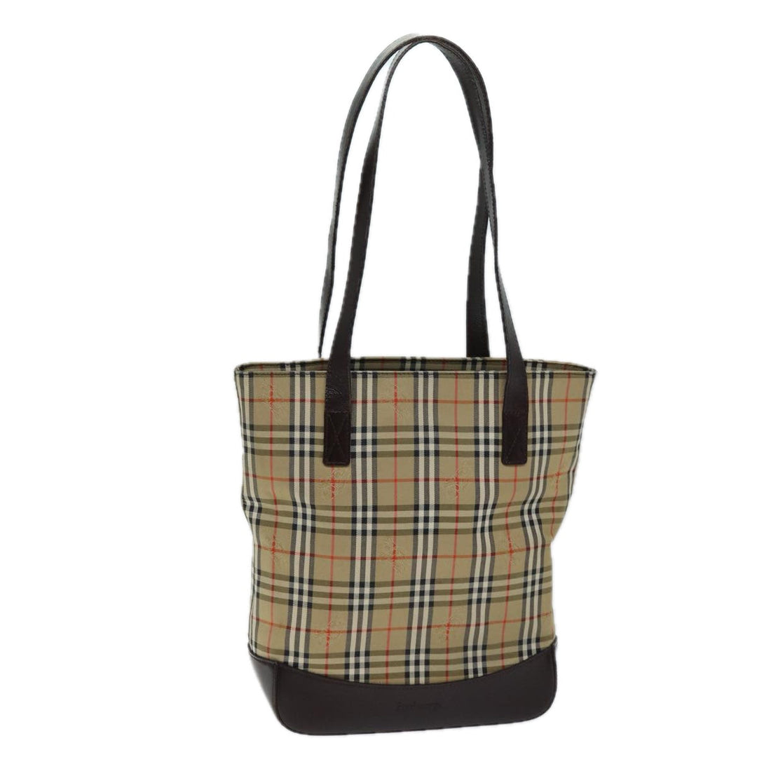 BurberrySs Nova Check Tote Bag Canvas Beige Auth ep4730