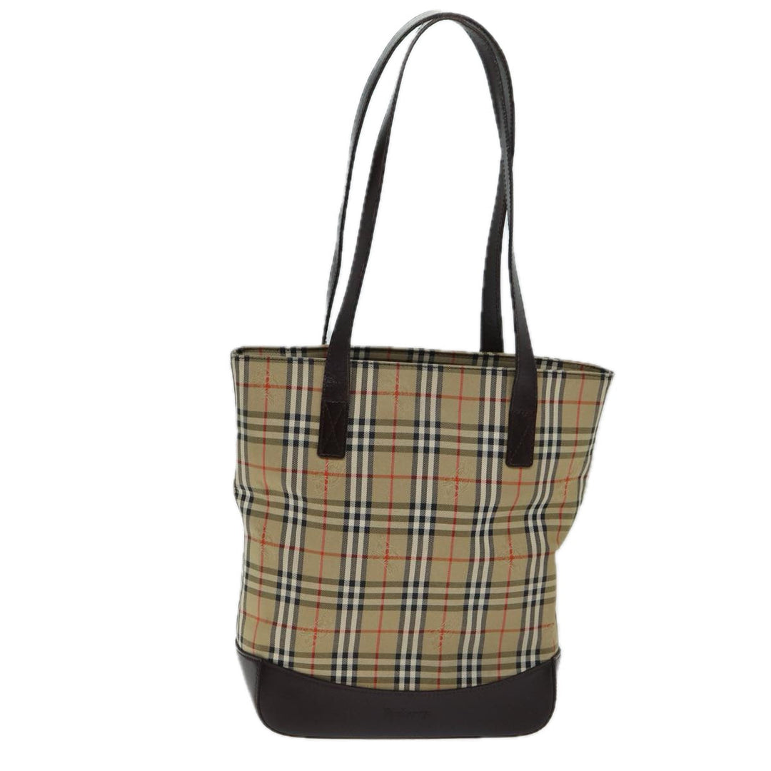 BurberrySs Nova Check Tote Bag Canvas Beige Auth ep4730