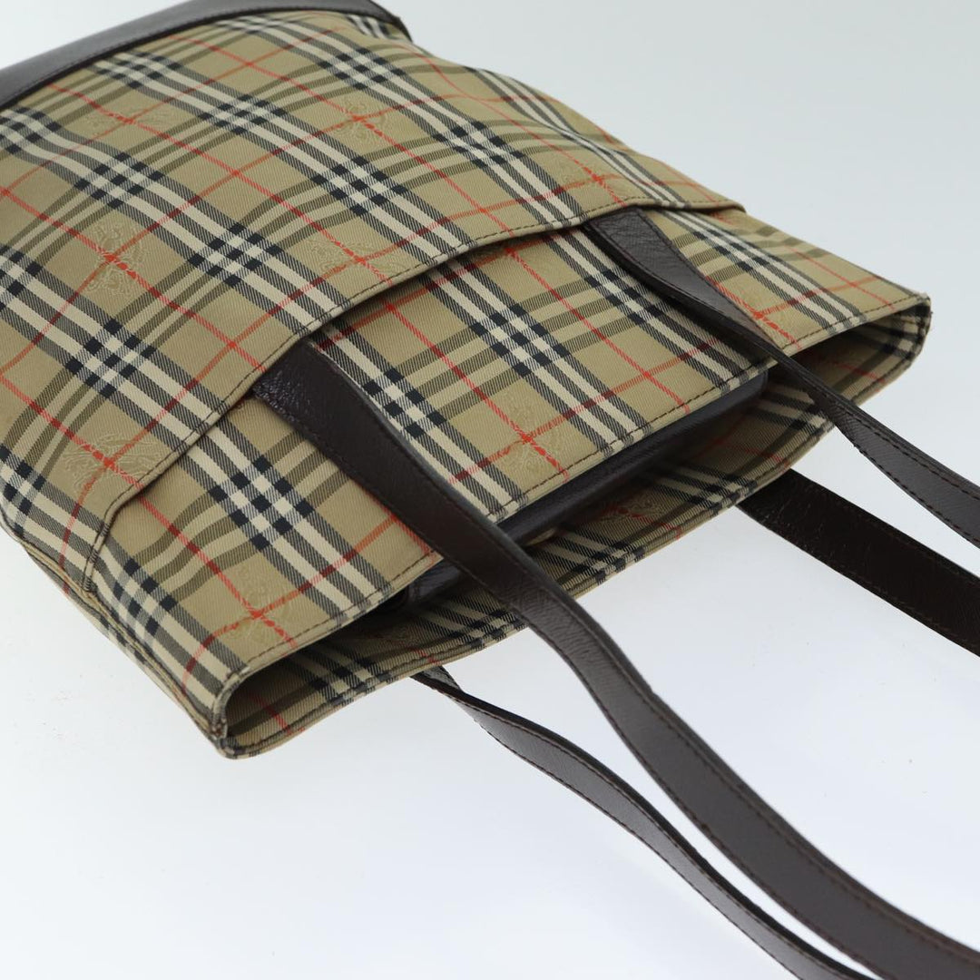 BurberrySs Nova Check Tote Bag Canvas Beige Auth ep4730