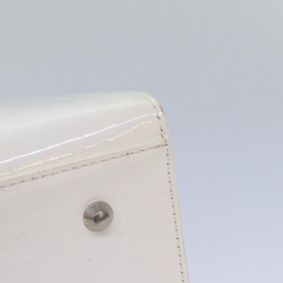 Burberry Nova Check Hand Bag Enamel White Auth ep4744