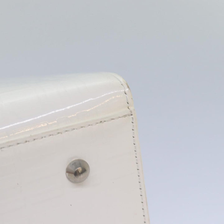 Burberry Nova Check Hand Bag Enamel White Auth ep4744