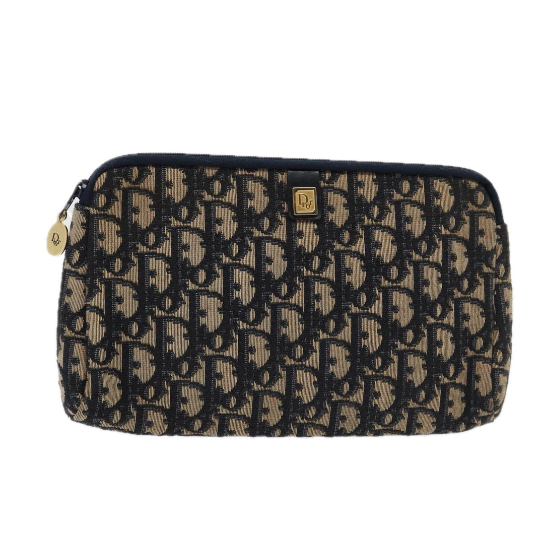 CHRISTIAN Top quality Dior Trotter Canvas Clutch Bag Navy Auth ep4801