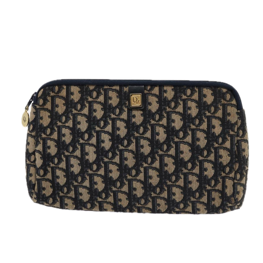 CHRISTIAN Top quality Dior Trotter Canvas Clutch Bag Navy Auth ep4801
