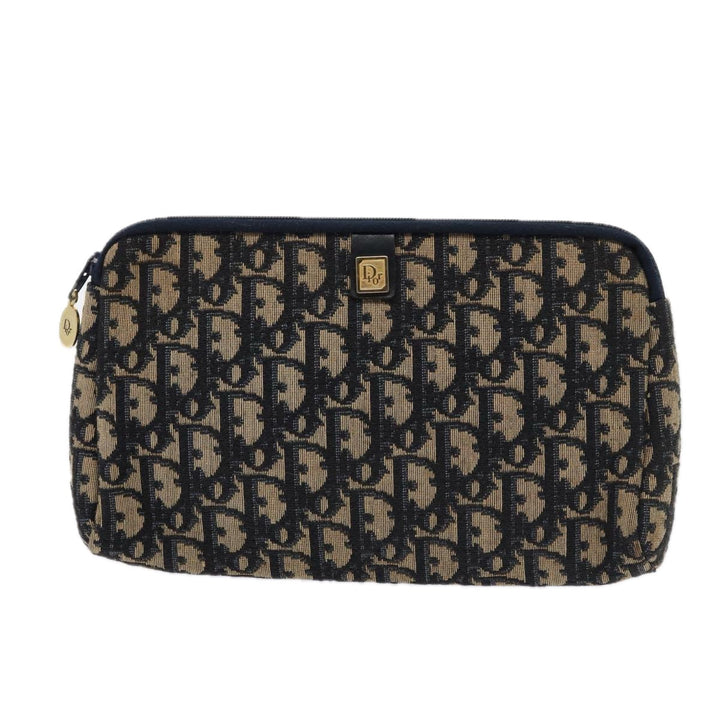 CHRISTIAN Top quality Dior Trotter Canvas Clutch Bag Navy Auth ep4801