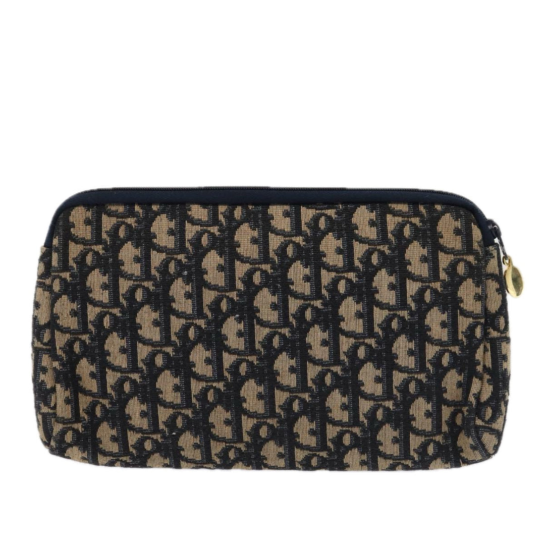 CHRISTIAN Top quality Dior Trotter Canvas Clutch Bag Navy Auth ep4801