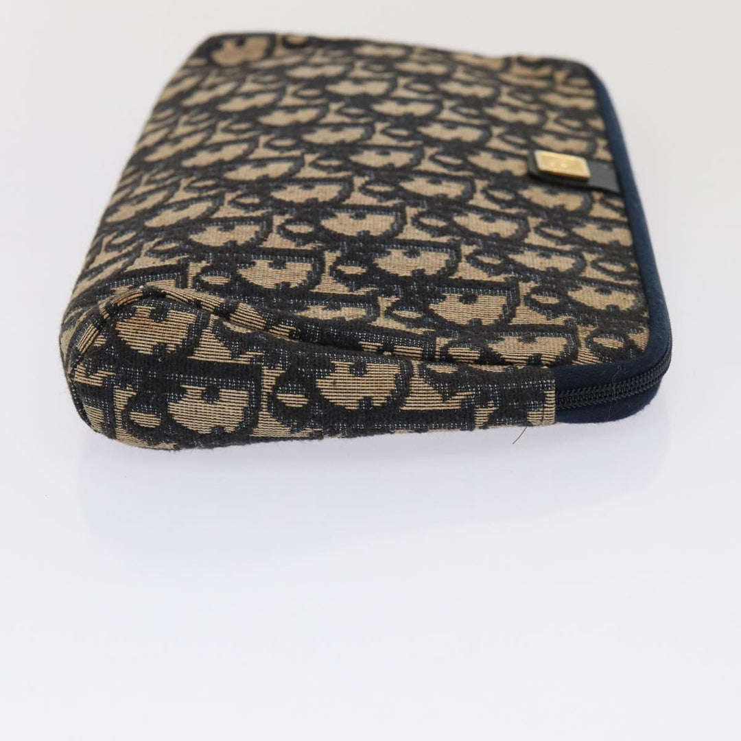CHRISTIAN Top quality Dior Trotter Canvas Clutch Bag Navy Auth ep4801