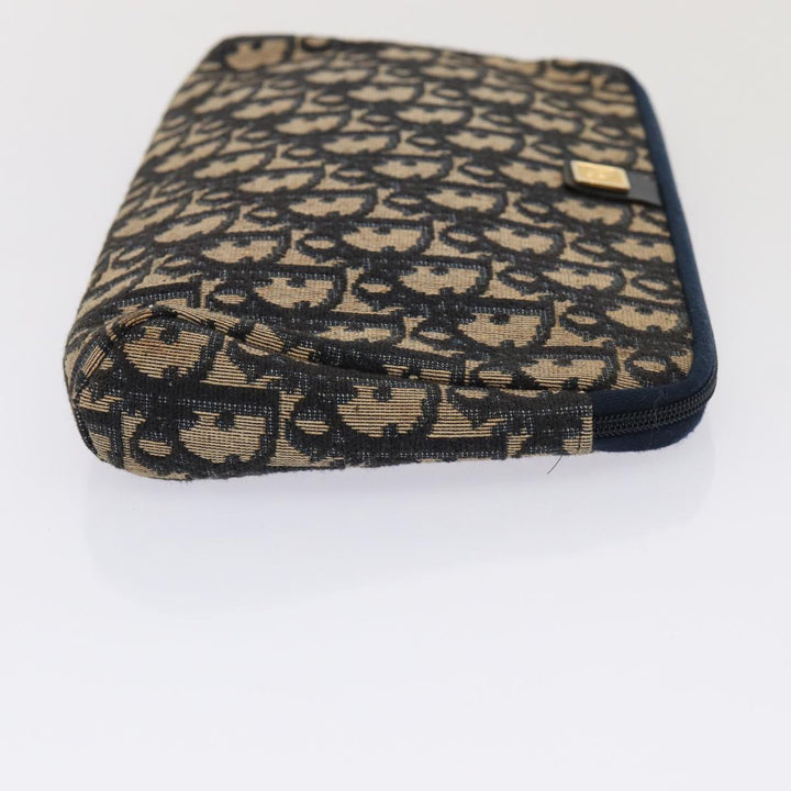 CHRISTIAN Top quality Dior Trotter Canvas Clutch Bag Navy Auth ep4801