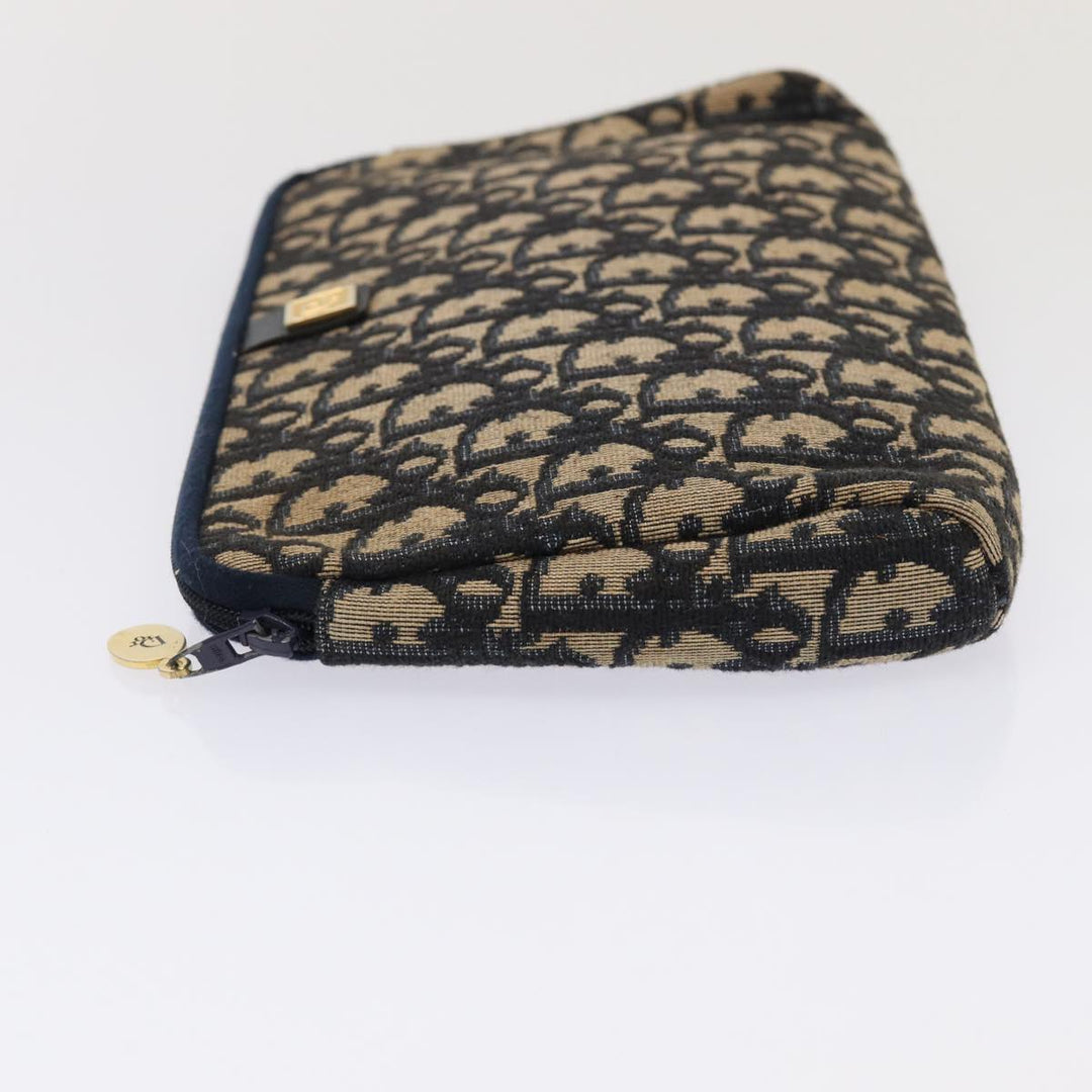 CHRISTIAN Top quality Dior Trotter Canvas Clutch Bag Navy Auth ep4801