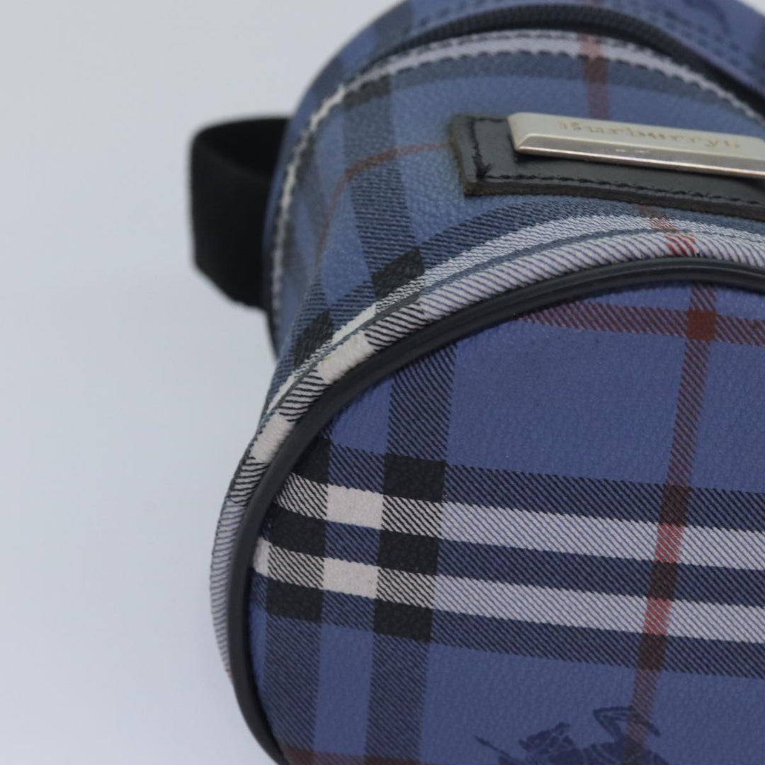 BurberrySs Nova Check Vanity Cosmetic Pouch PVC Leather Blue Auth ep4900